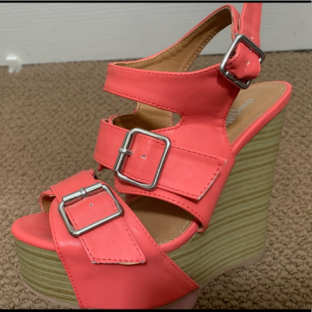 Coral Strappy Wedges